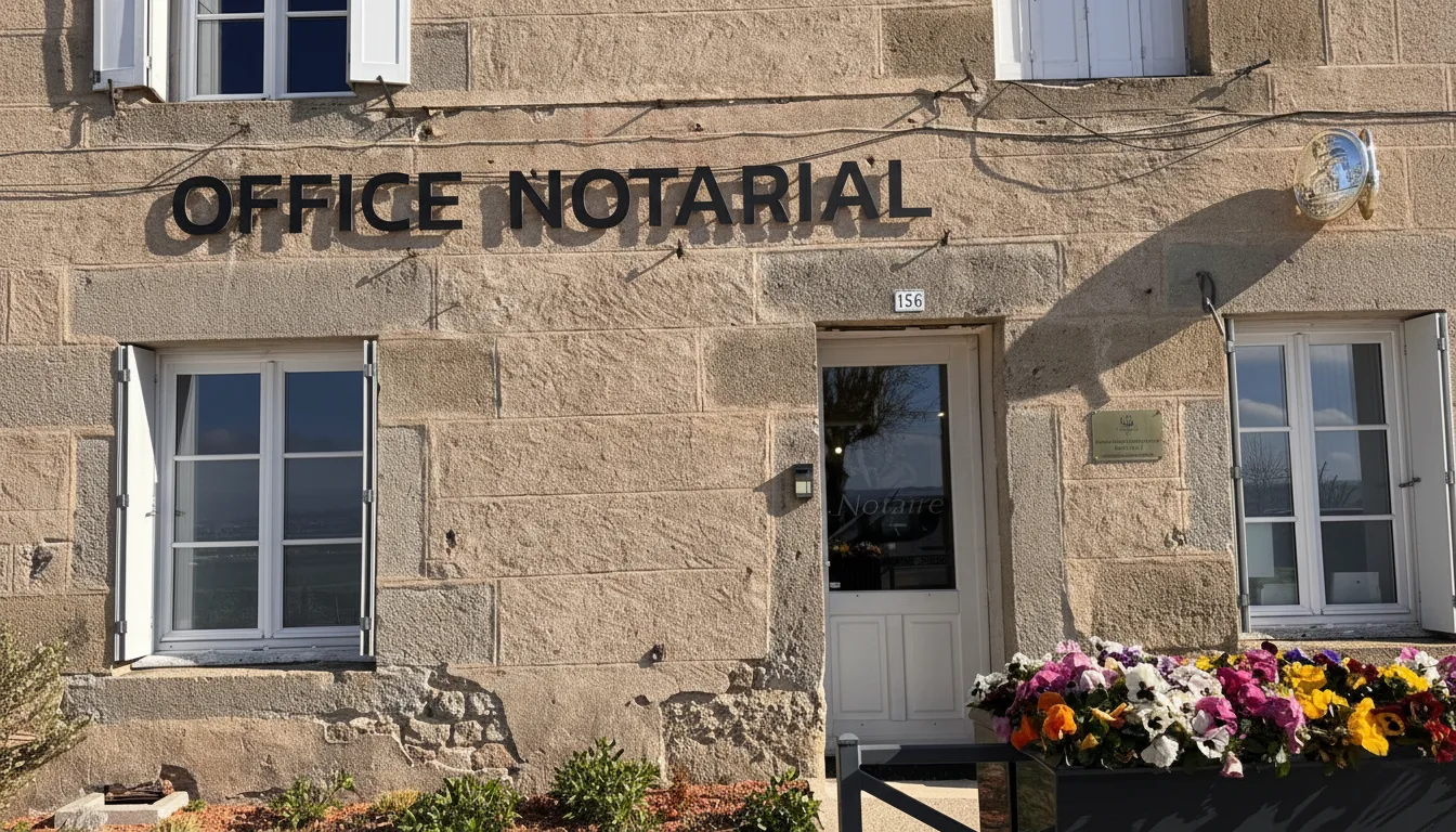 La façade de l'office notarial, enseigne « OFFICE NOTARIAL »